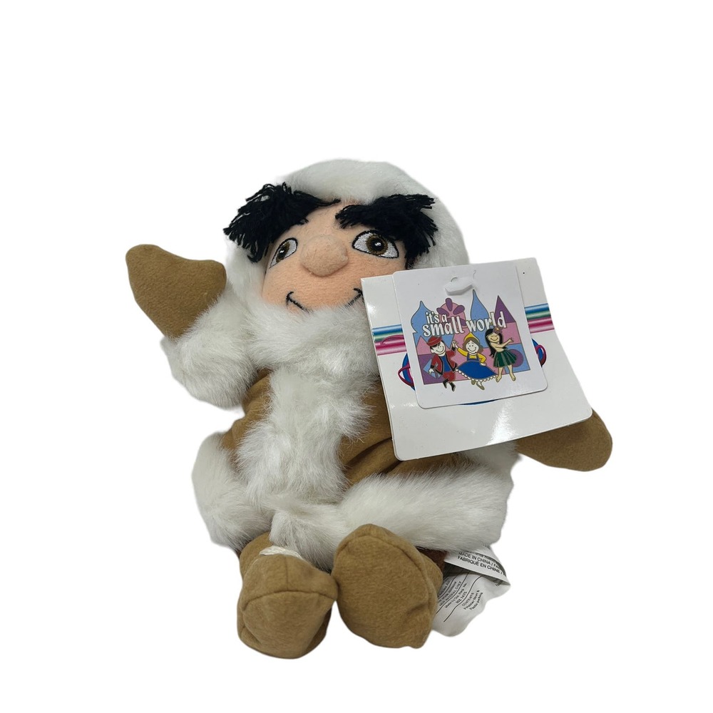 Vintage Disney Store Plush Mini Bean Bag Eskimo‎ Boy It's A Small World 8" NEW